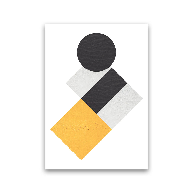 Yellow And Black Abstract Circles And Squares Modern Print Print Only
