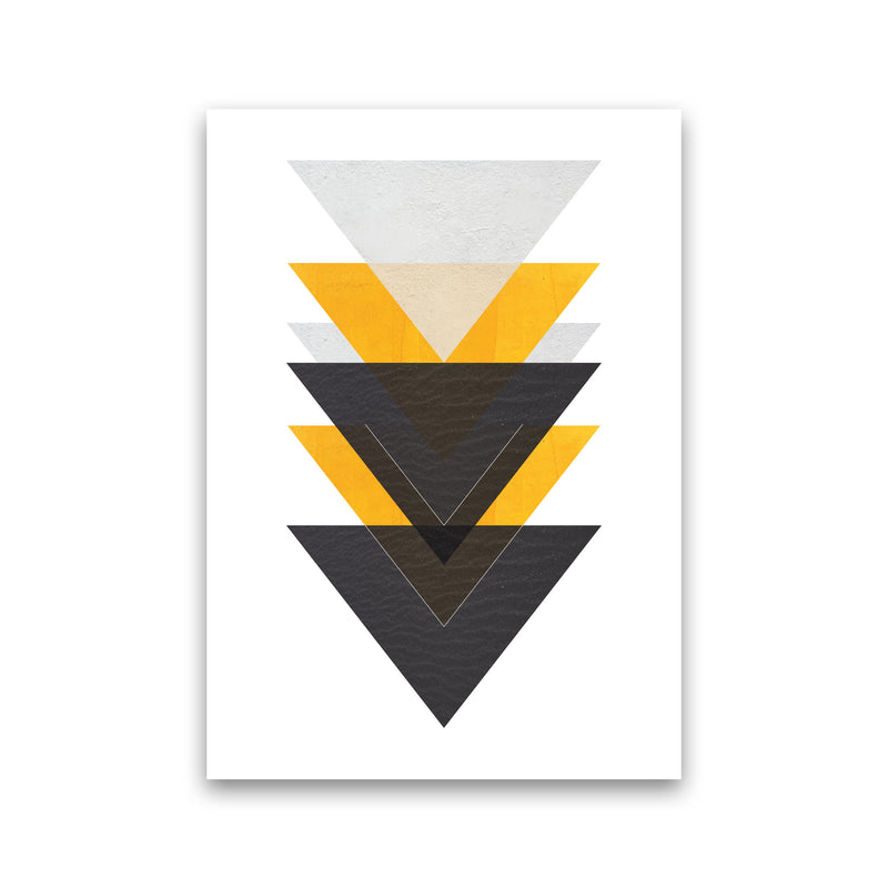 Yellow And Black Abstract Triangles Modern Print Print Only