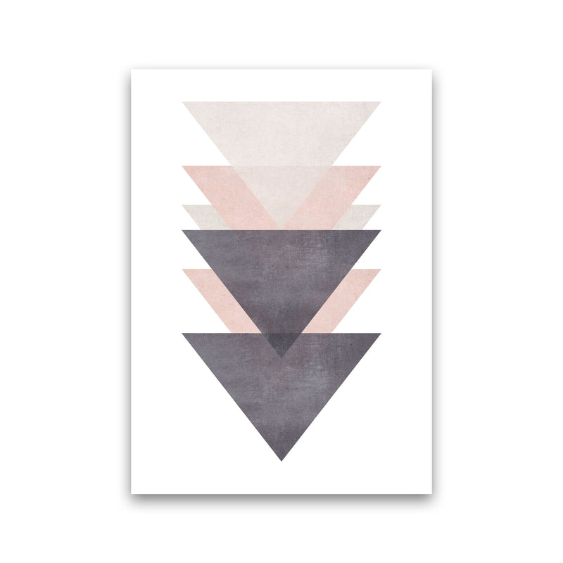 Cotton, Pink And Grey Abstract Triangles Modern Print Print Only