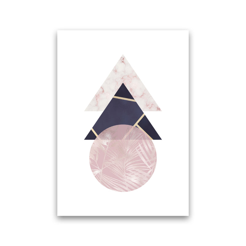 Pink And Navy Marble Abstract Triangles And Circle Modern Print Print Only