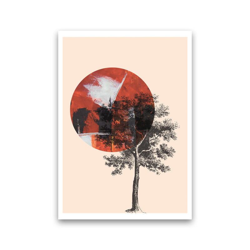 Red Sun And Tree Abstract Modern Print Print Only