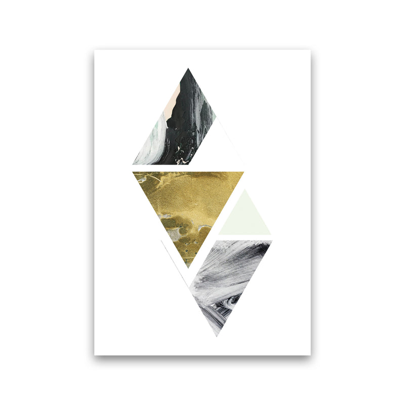 Textured Peach, Green And Grey Abstract Triangles Modern Print Print Only