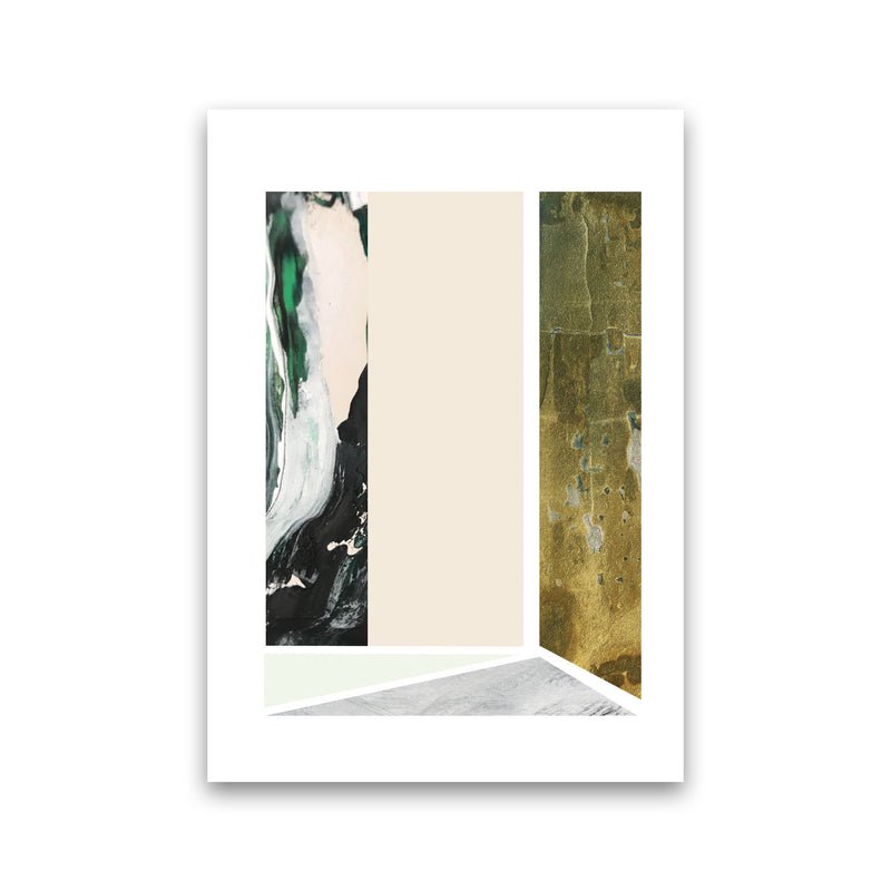 Textured Peach, Green And Grey Abstract Rectangle Shapes Modern Print Print Only