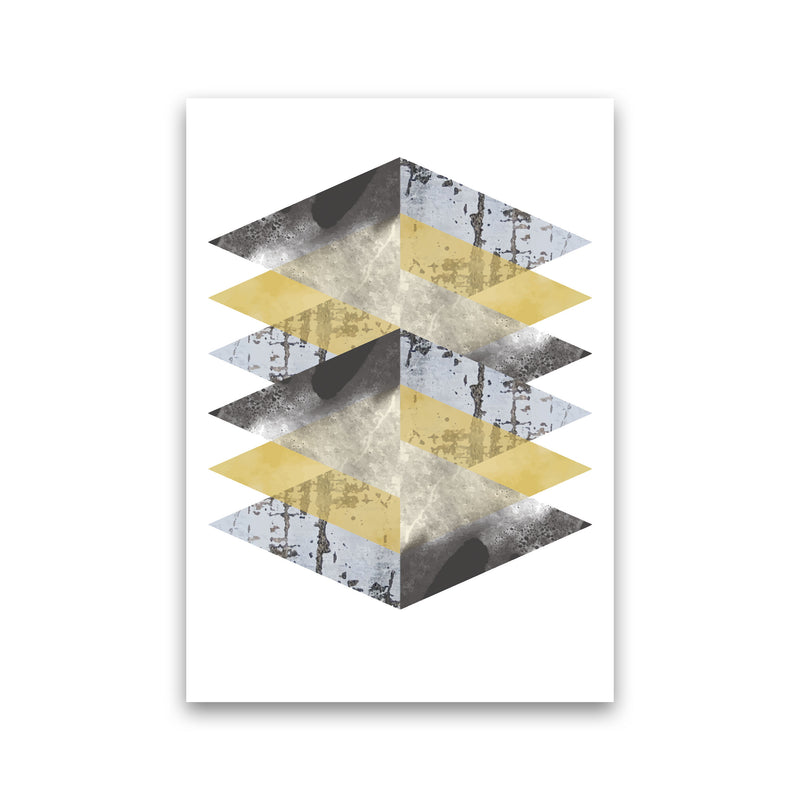 Scuff, Yellow And Grey Abstract Triangles Modern Print Print Only