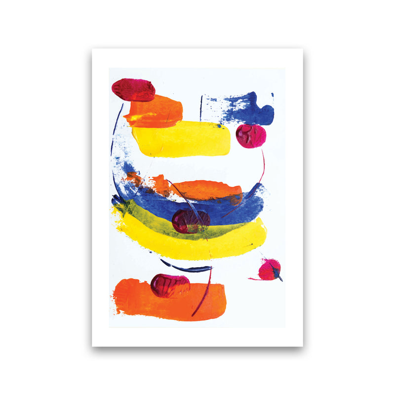 Bright Yellow, Blue and Red Abstract Paint Strokes Modern Print Print Only