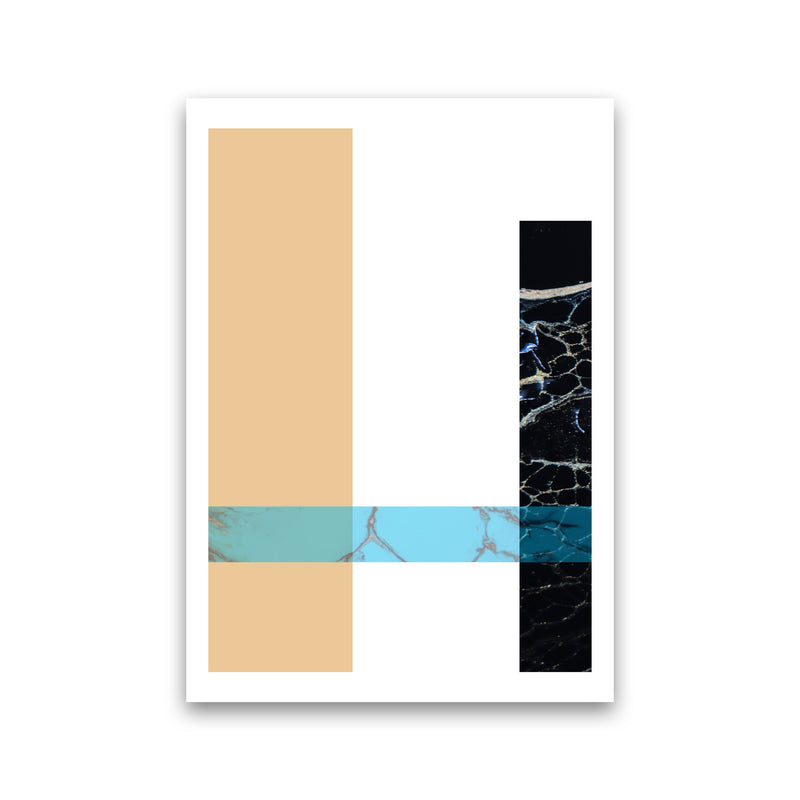 Blue Sand Abstract Rectangles Modern Print Print Only
