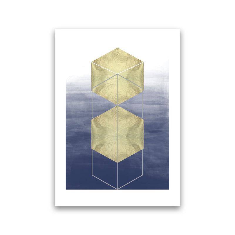 Navy And Gold Abstract Hexagons Modern Print Print Only