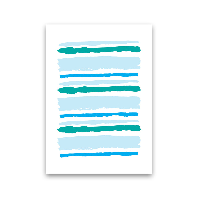 Blue Contrast Abstract Stripes Modern Print Print Only