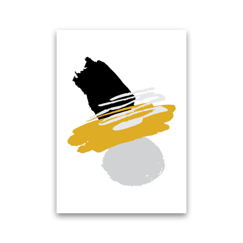 Mustard And Black Abstract Paint Shapes Modern Print Print Only