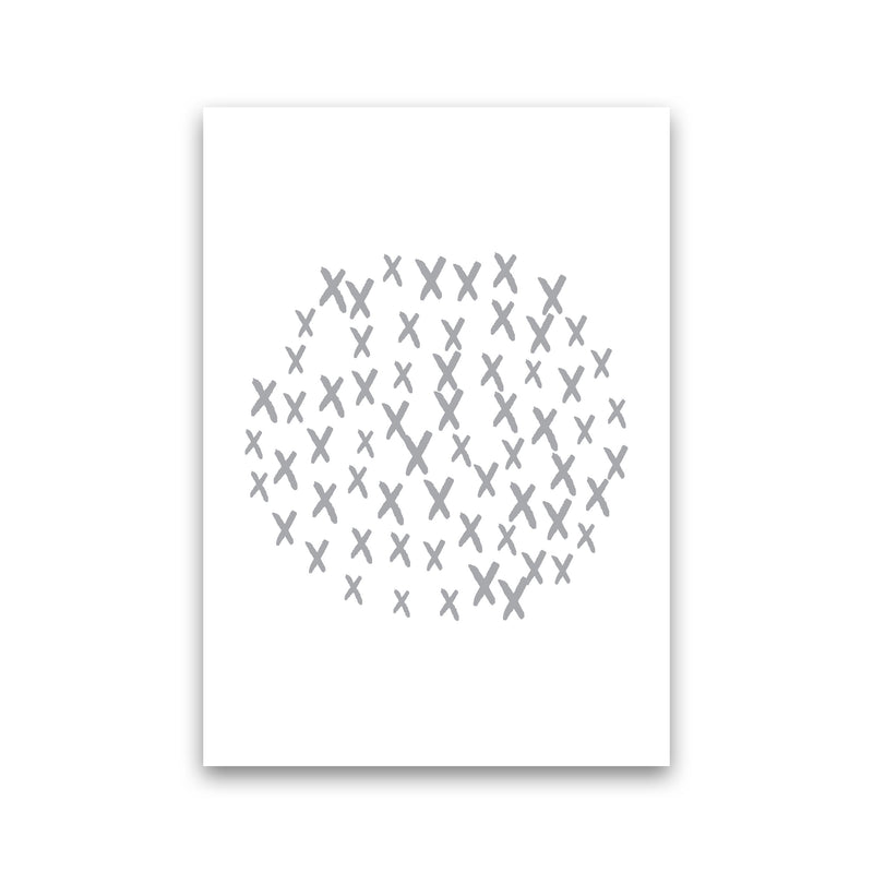Grey Crosses Circle Abstract Modern Print Print Only