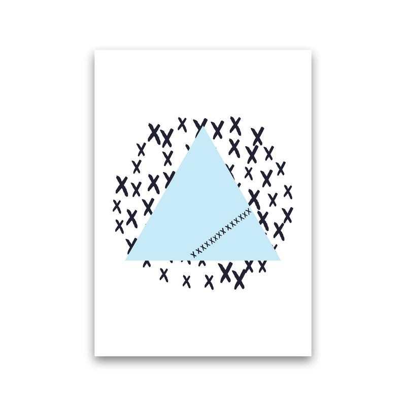 Blue Triangle With Crosses Abstract Modern Print Print Only