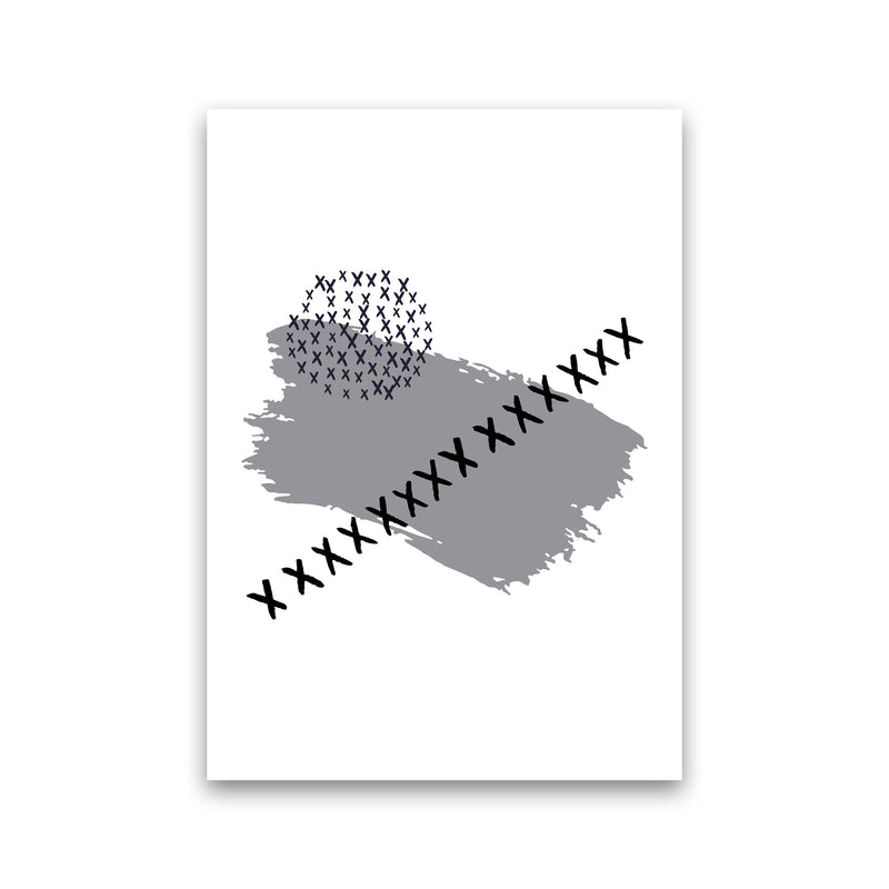 Grey X Paint Brush Abstract Modern Print Print Only