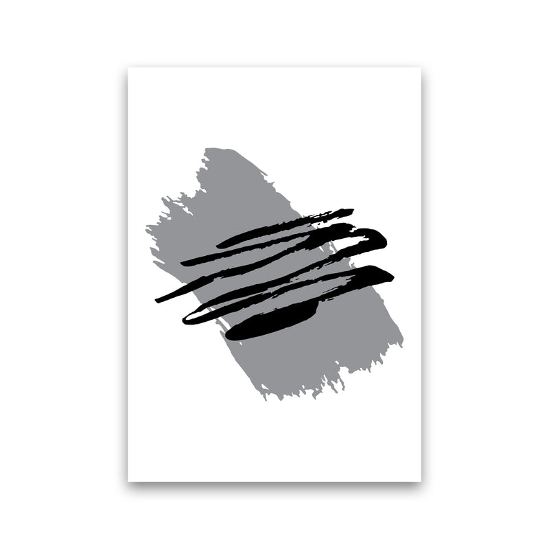 Grey Jaggered Paint Brush Abstract Modern Print Print Only