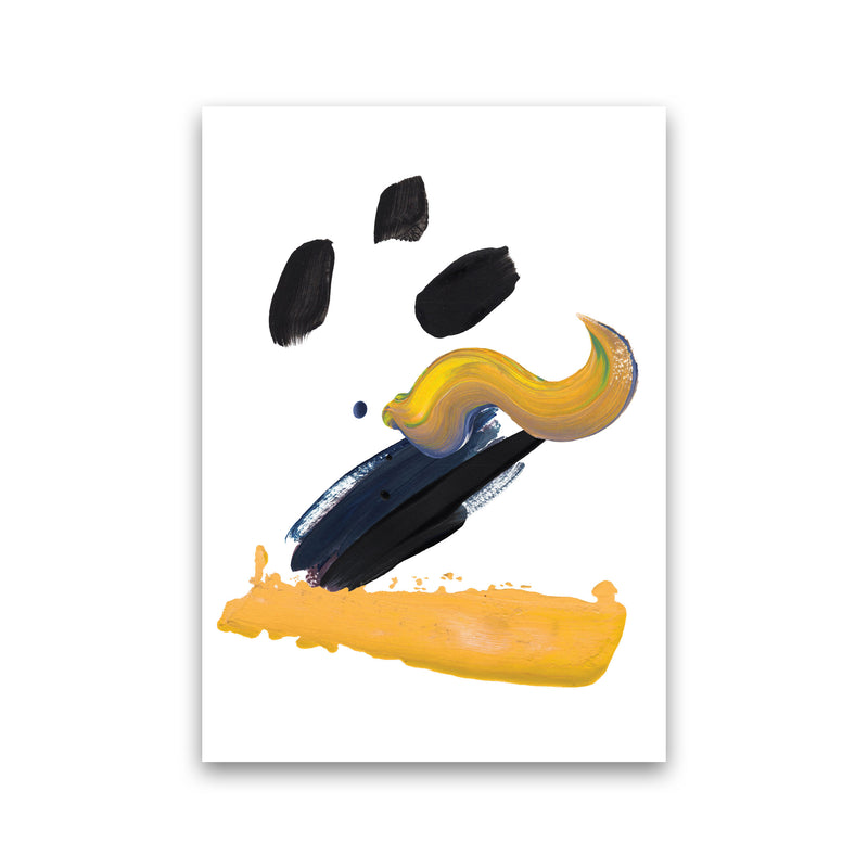 Mustard And Black Abstract Paint Strokes Modern Print Print Only