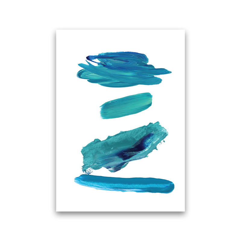 Turquoise Abstract Paint Strokes Modern Print Print Only