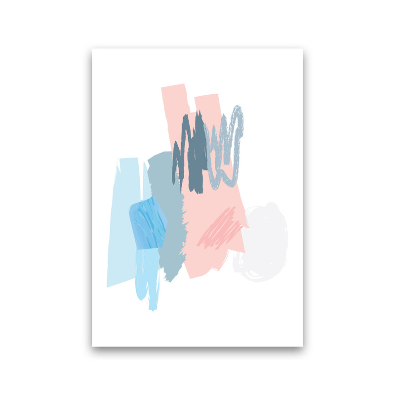 Blue And Pink Abstract Scribbles Modern Print Print Only