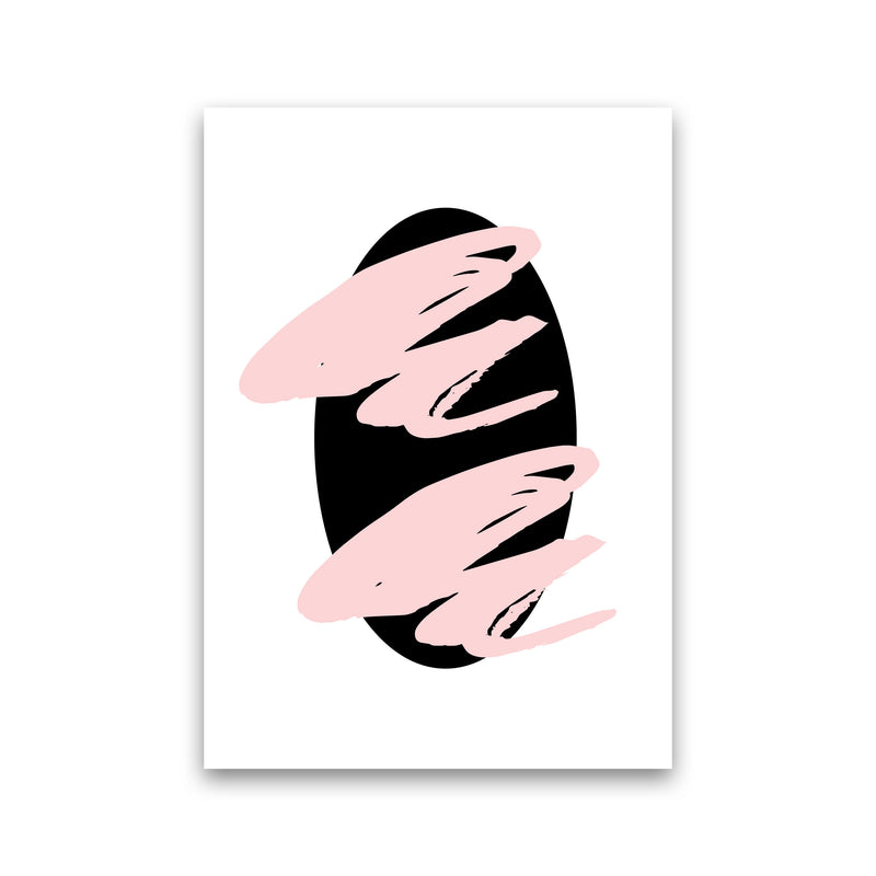 Abstract Black Oval With Pink Strokes Modern Art Print Print Only