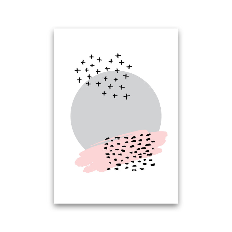Abstract Grey Circle With Pink And Black Dashes Modern Print Print Only