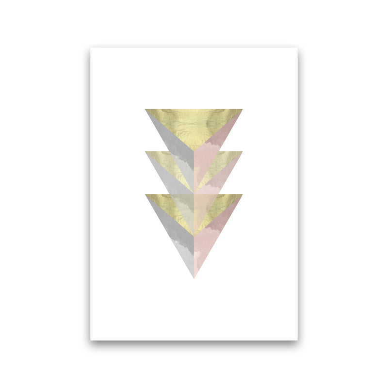 Gold, Pink And Grey Abstract Triangles Modern Print Print Only