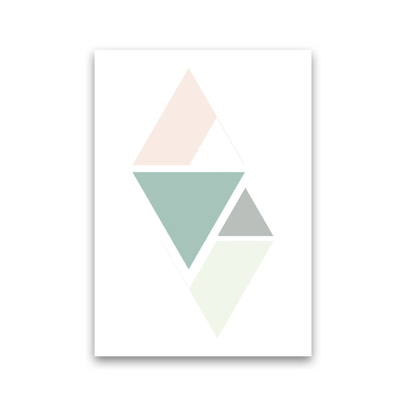 Peach, Green And Grey Abstract Triangles Modern Print Print Only