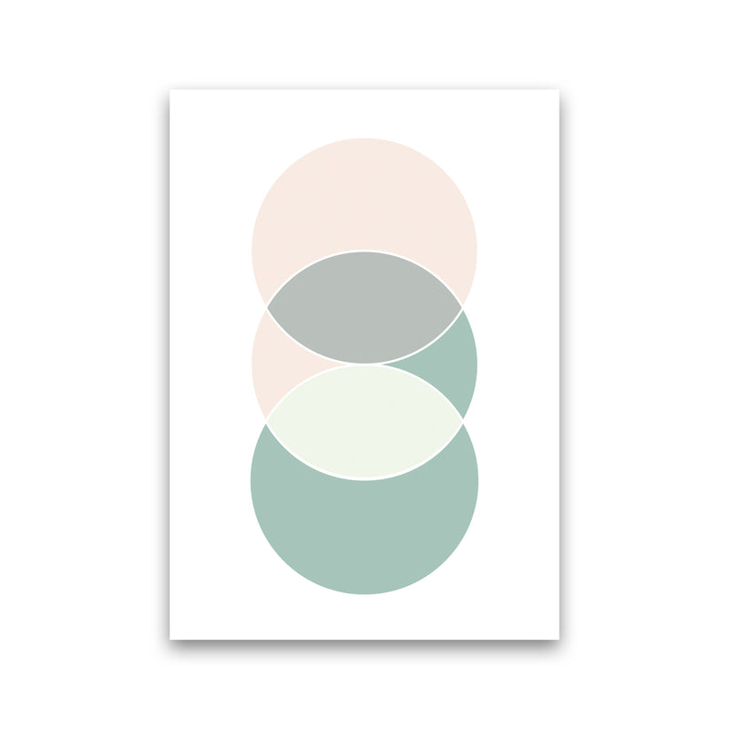 Peach, Green And Grey Abstract Circles Modern Print Print Only