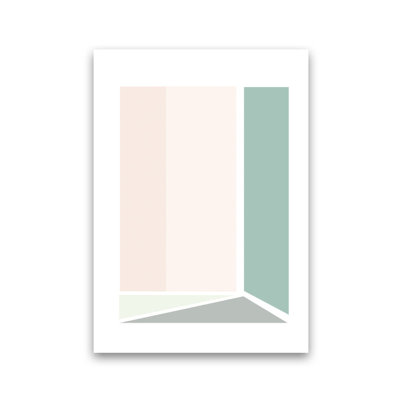 Peach, Green And Grey Abstract Rectangle Modern Print Print Only