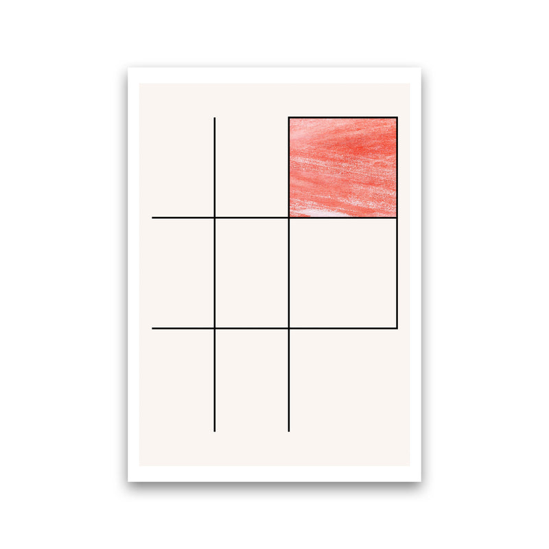 Abstract Red Crayon Geo 3 Modern Print Print Only