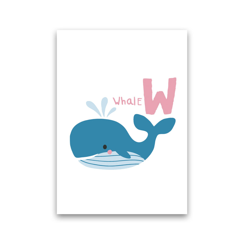 Alphabet Animals, W Is For Whale Framed Nursey Wall Art Print Print Only