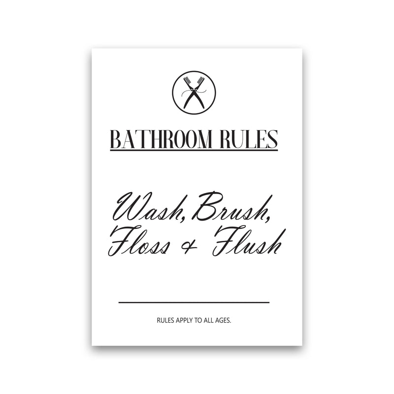 Bathroom Rules Modern Print, Framed Bathroom Wall Art Print Only