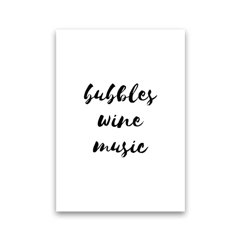 Bubbles Wine Music, Bathroom Framed Typography Wall Art Print Print Only