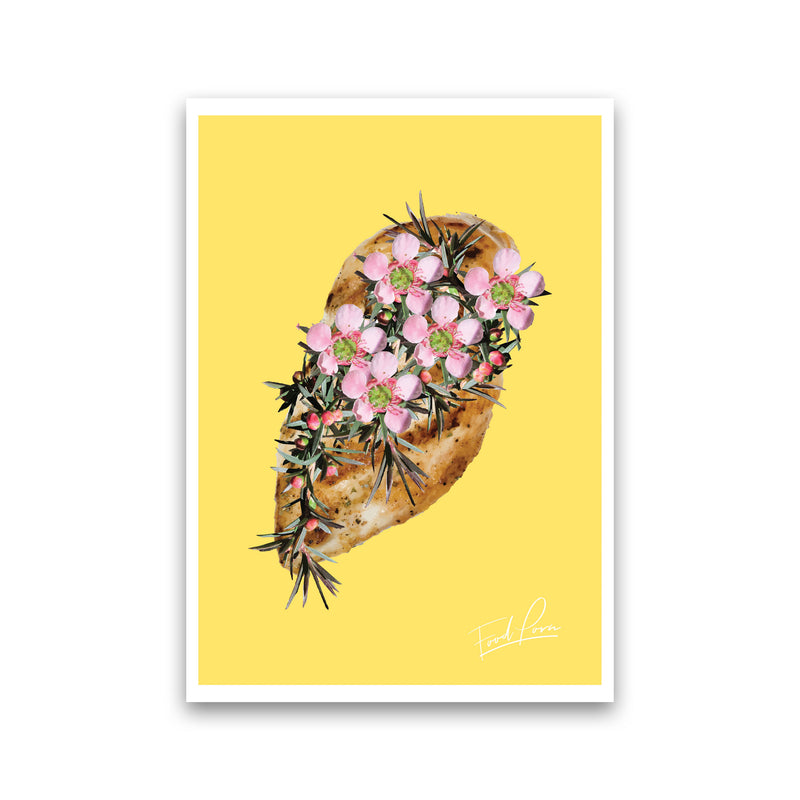 Yellow Chicken Food Print, Framed Kitchen Wall Art Print Only