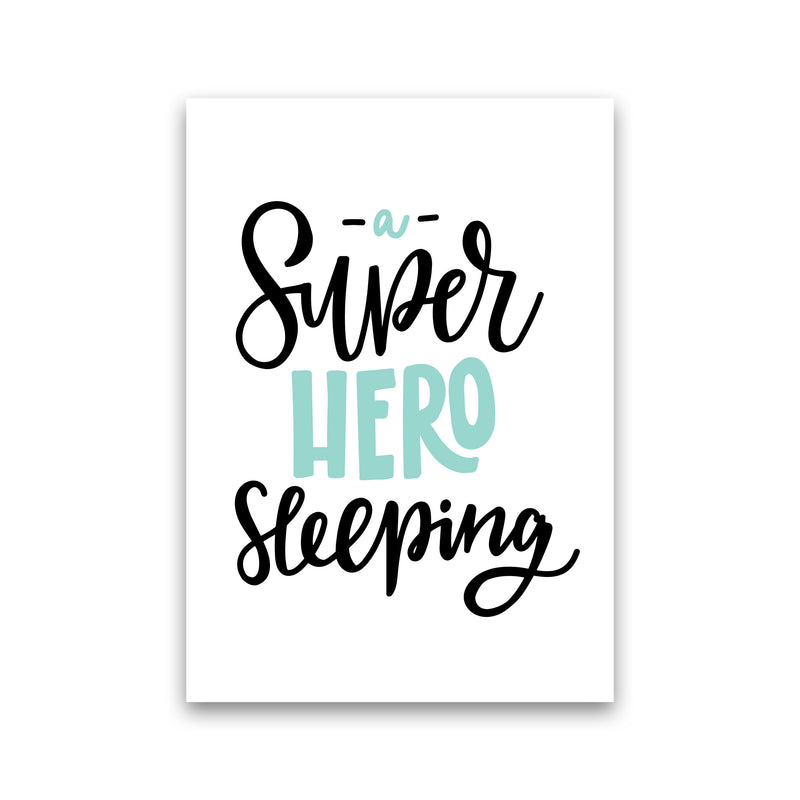 Superhero Sleeping Mint And Black Framed Nursey Wall Art Print Print Only