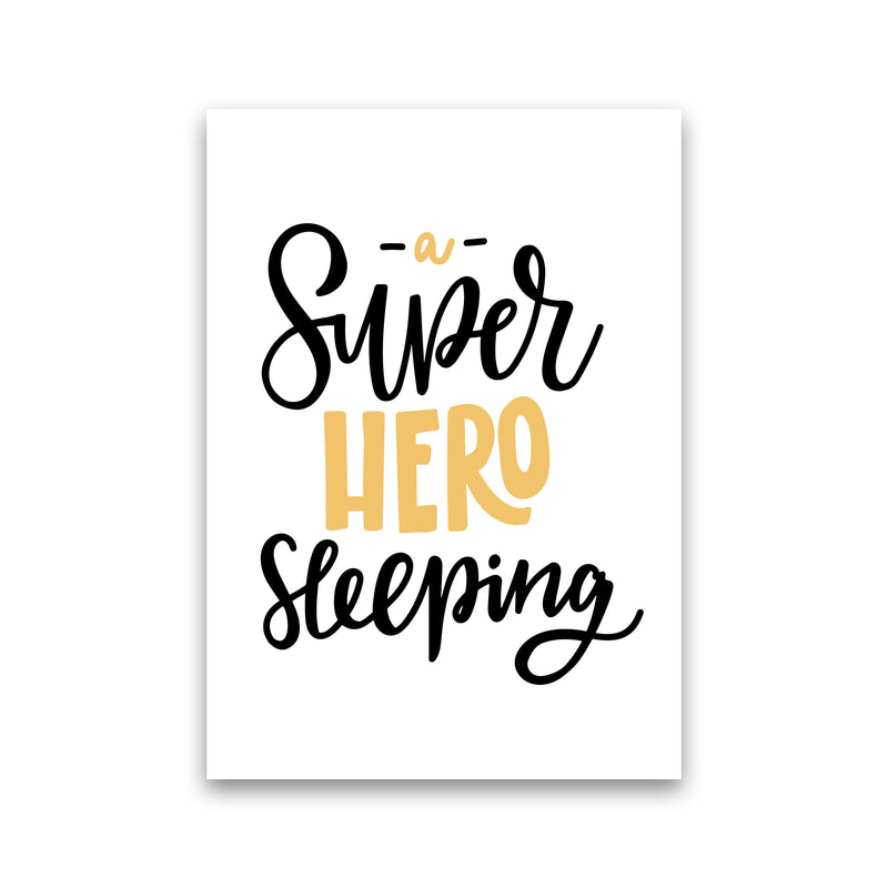 Superhero Sleeping Mustard And Black Framed Nursey Wall Art Print Print Only