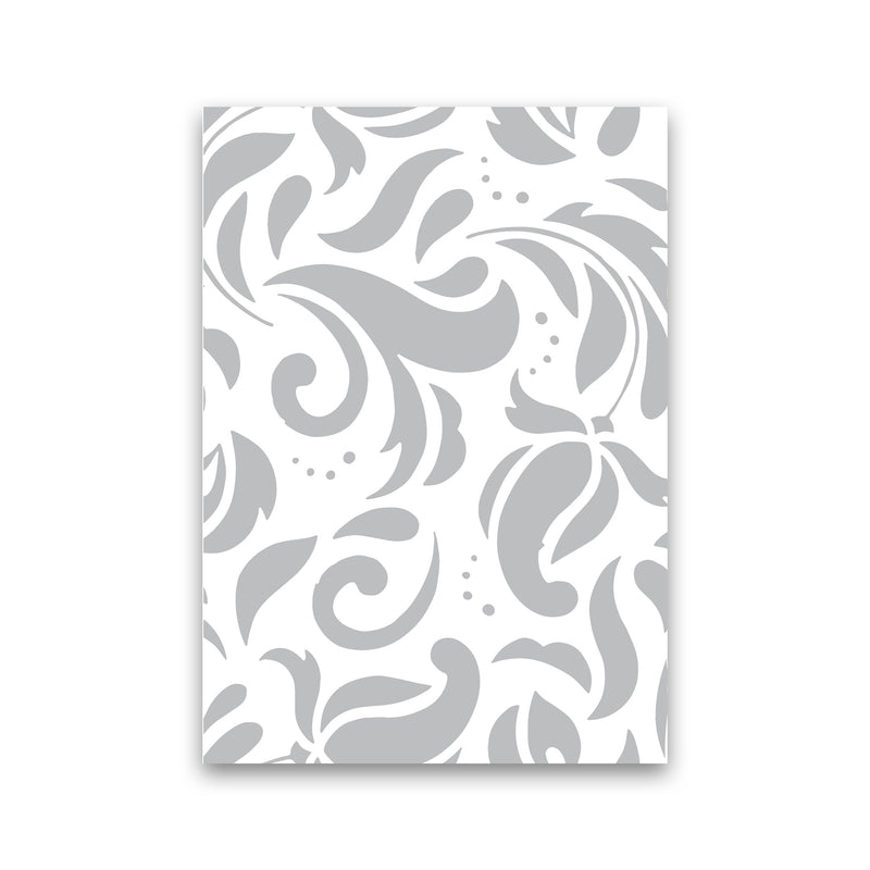 Grey Floral Pattern Modern Print Print Only