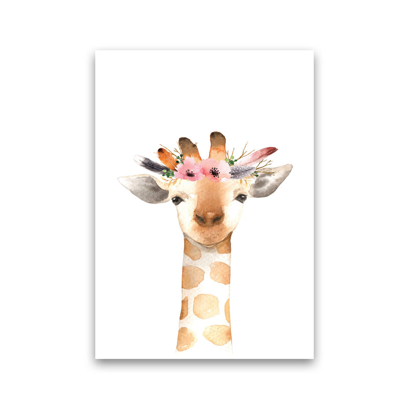 Forest Friends, Floral Cute Giraffe Modern Print Animal Art Print Print Only