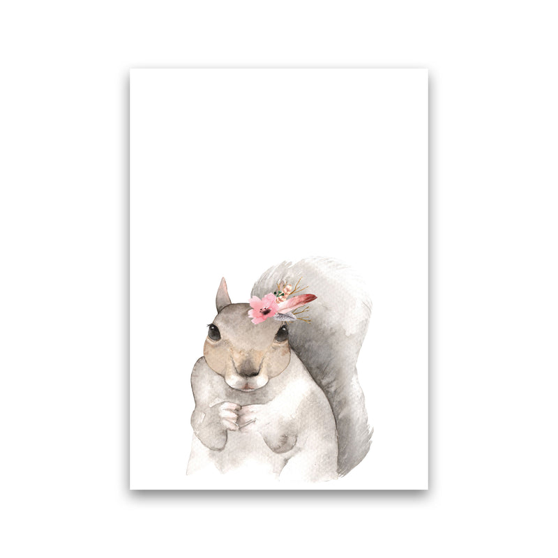 Forest Friends, Floral Cute Squirrel Modern Print Animal Art Print Print Only