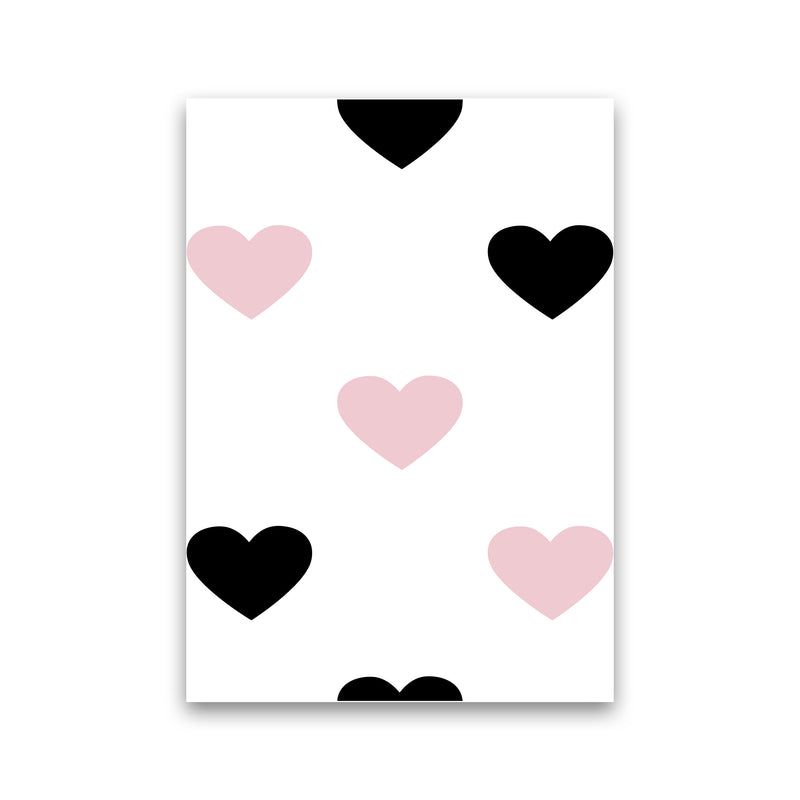 Pink And Black Hearts Modern Print Print Only