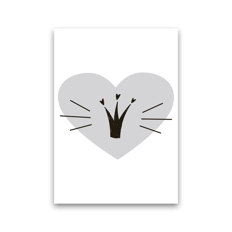 Crown With Grey Heart Framed Nursey Wall Art Print Print Only