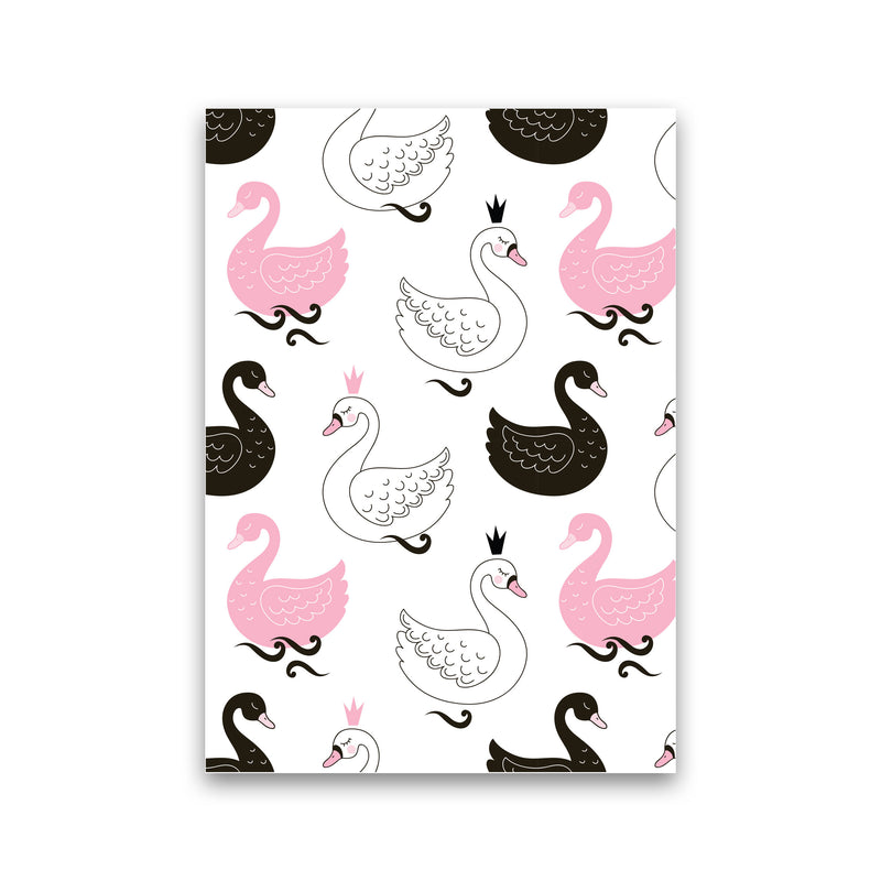 Pink Black And White Swan Pattern Modern Print Animal Art Print Print Only