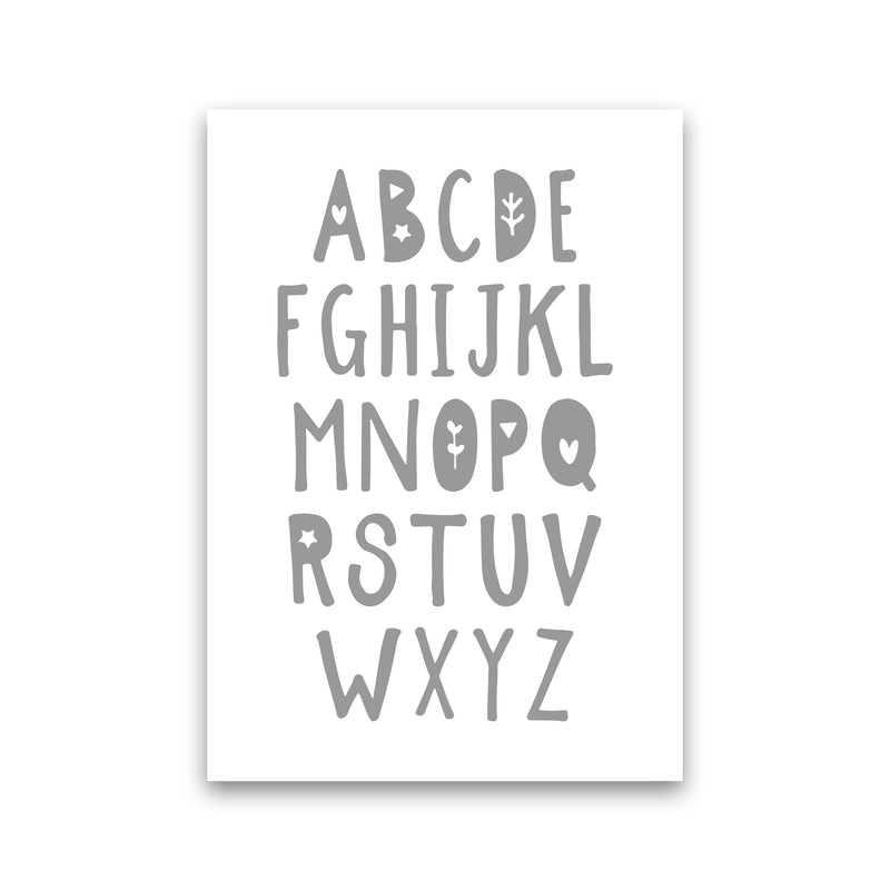 Grey Alphabet Framed Nursey Wall Art Print Print Only