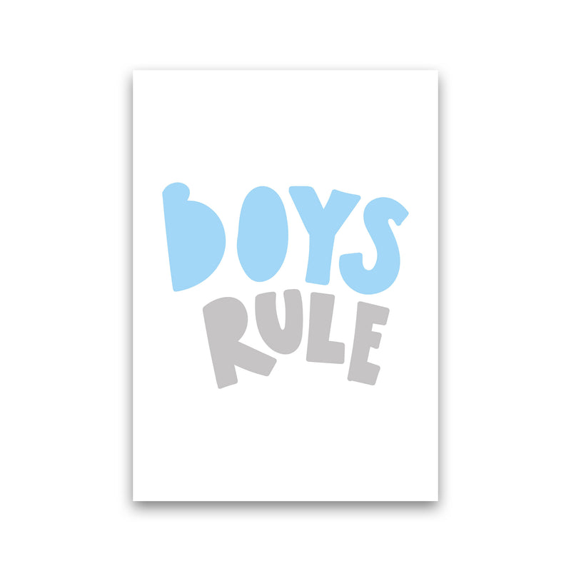 Boys Rule Grey And Light Blue Framed Typography Wall Art Print Print Only