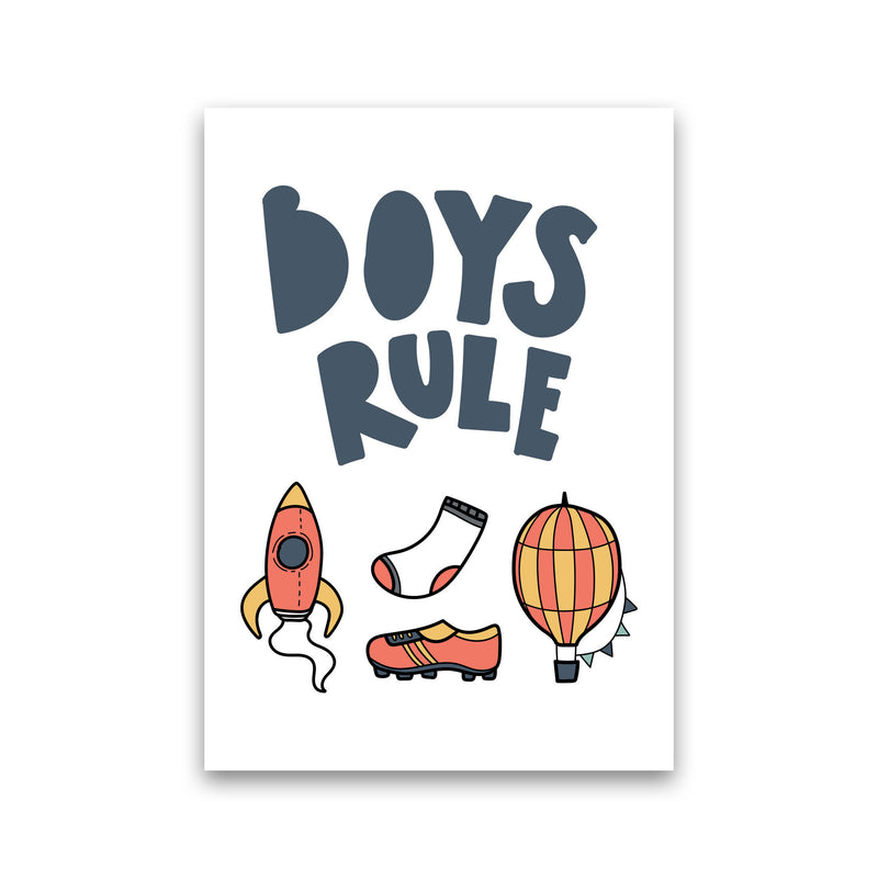 Boys Rule Illustrations Framed Nursey Wall Art Print Print Only