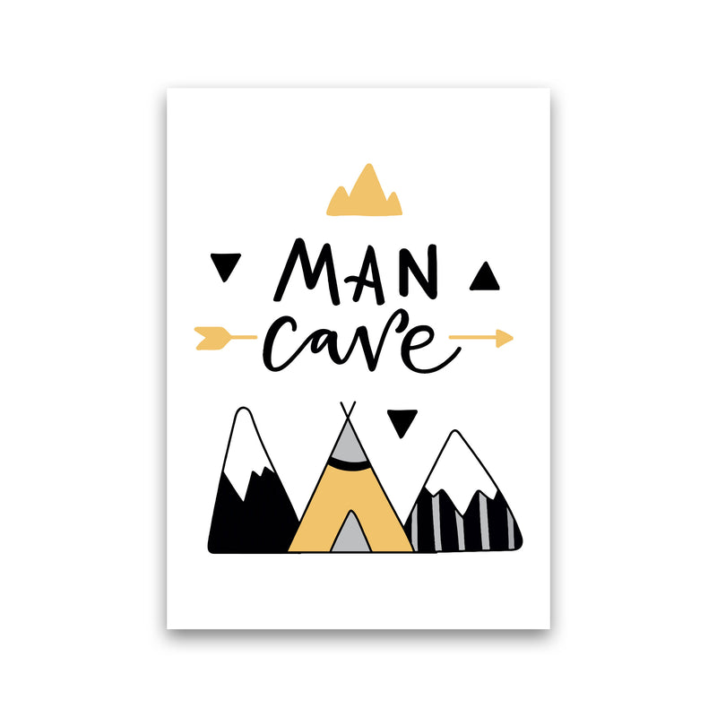 Man Cave Mountains Mustard And Black Framed Typography Wall Art Print Print Only