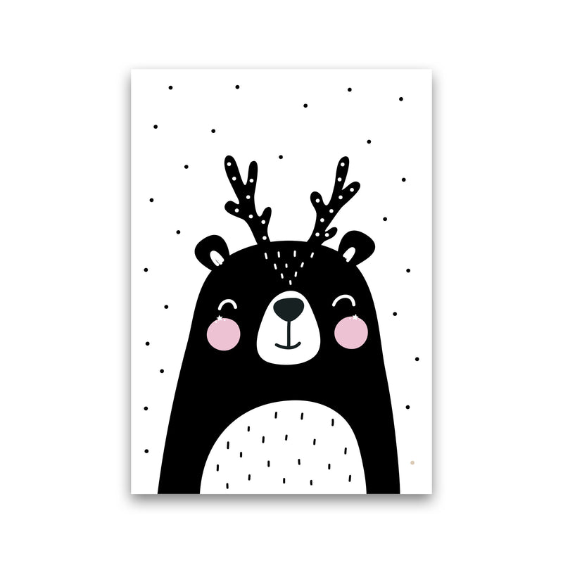 Black Bear With Antlers Modern Print Animal Art Print Print Only