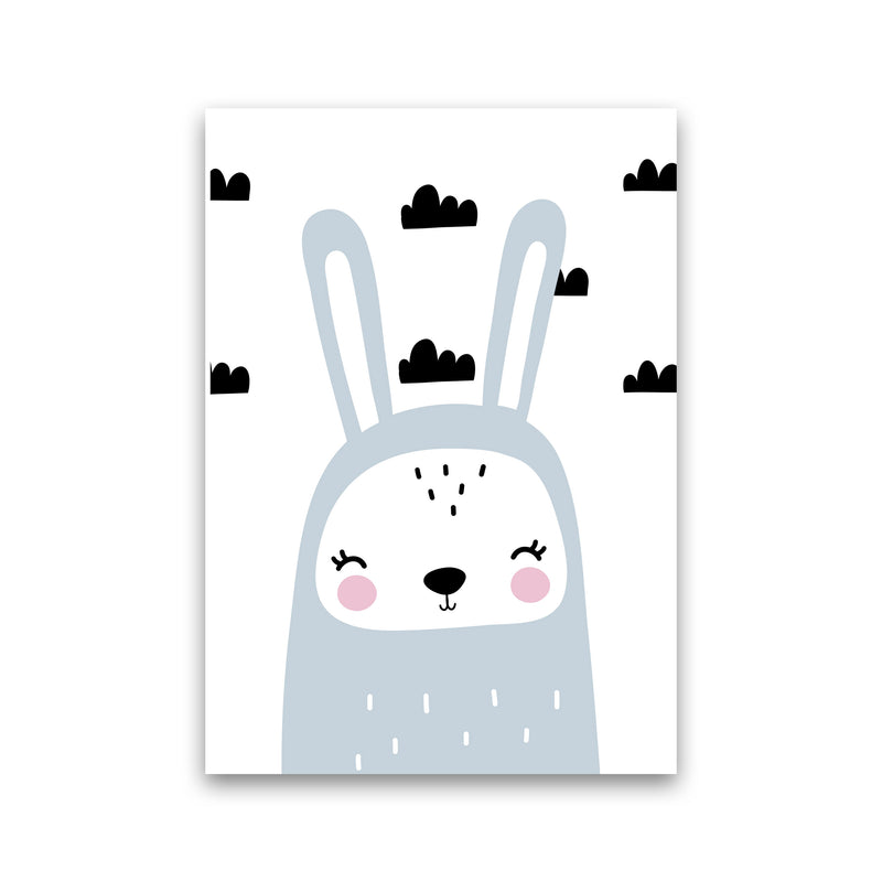 Blue Scandi Bunny With Clouds Modern Print Animal Art Print Print Only