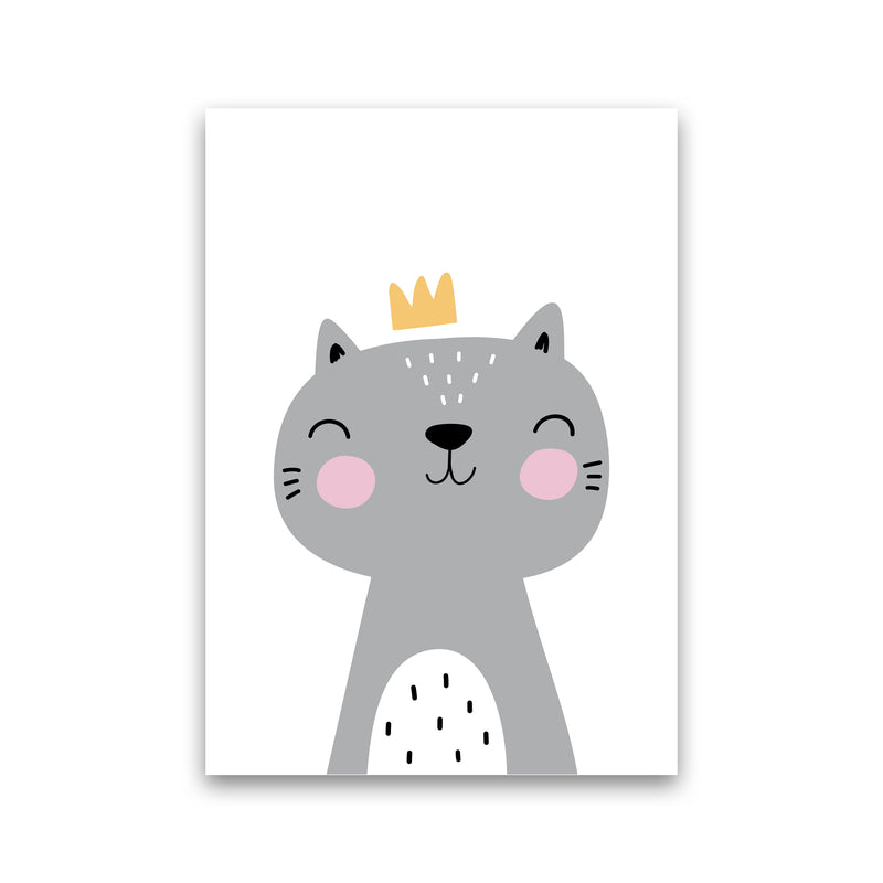 Grey Scandi Cat With Crown Modern Print Animal Art Print Print Only