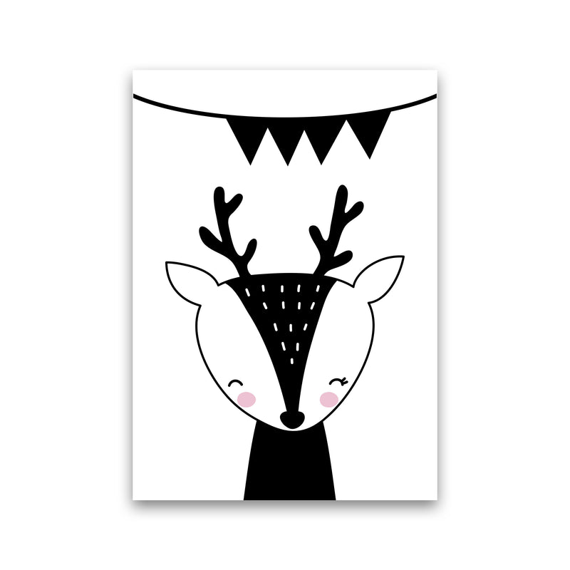 Scandi Black Deer With Banner Framed Nursey Wall Art Print Print Only