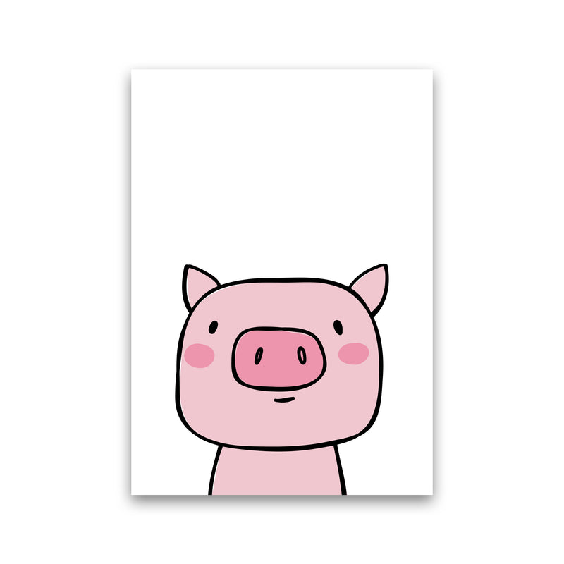Scandi Pink Pig Framed Nursey Wall Art Print Print Only