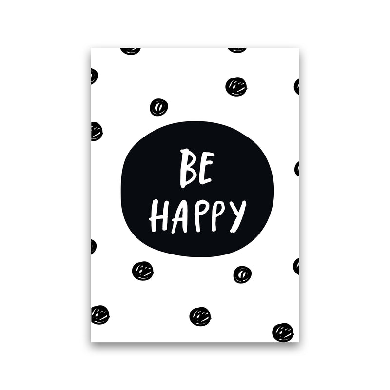 Be Happy Polka Dot Framed Typography Wall Art Print Print Only