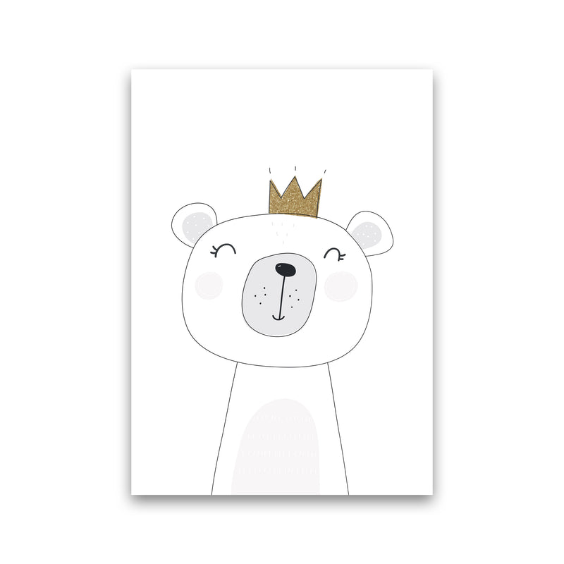 Scandi Cute Bear With Crown Framed Nursey Wall Art Print Print Only